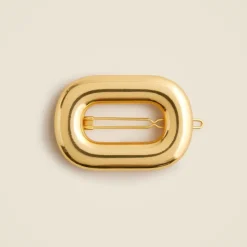 Dimensional oval metallic hair clip