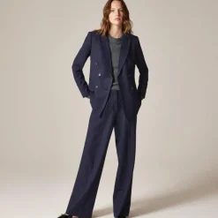 Double-breasted blazer in pinstriped wool blend
