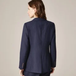 Double-breasted blazer in pinstriped wool blend