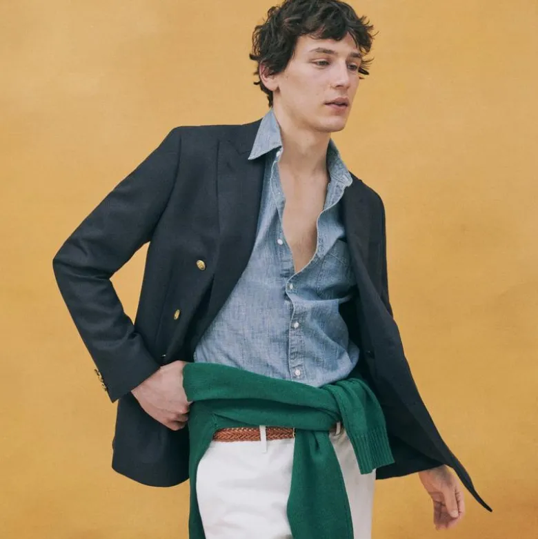 Double-breasted blazer in English wool