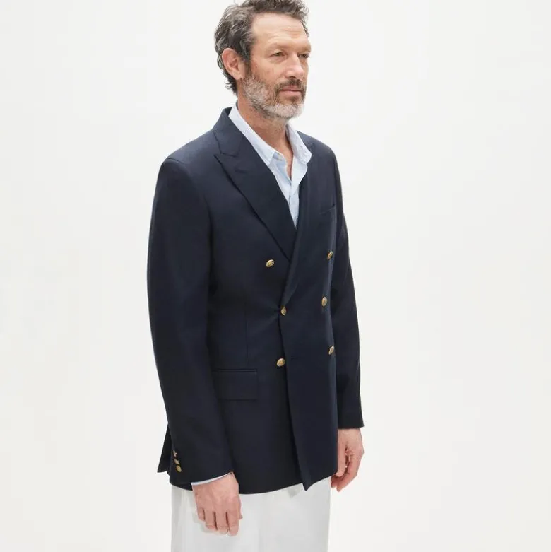 Double-breasted blazer in English wool