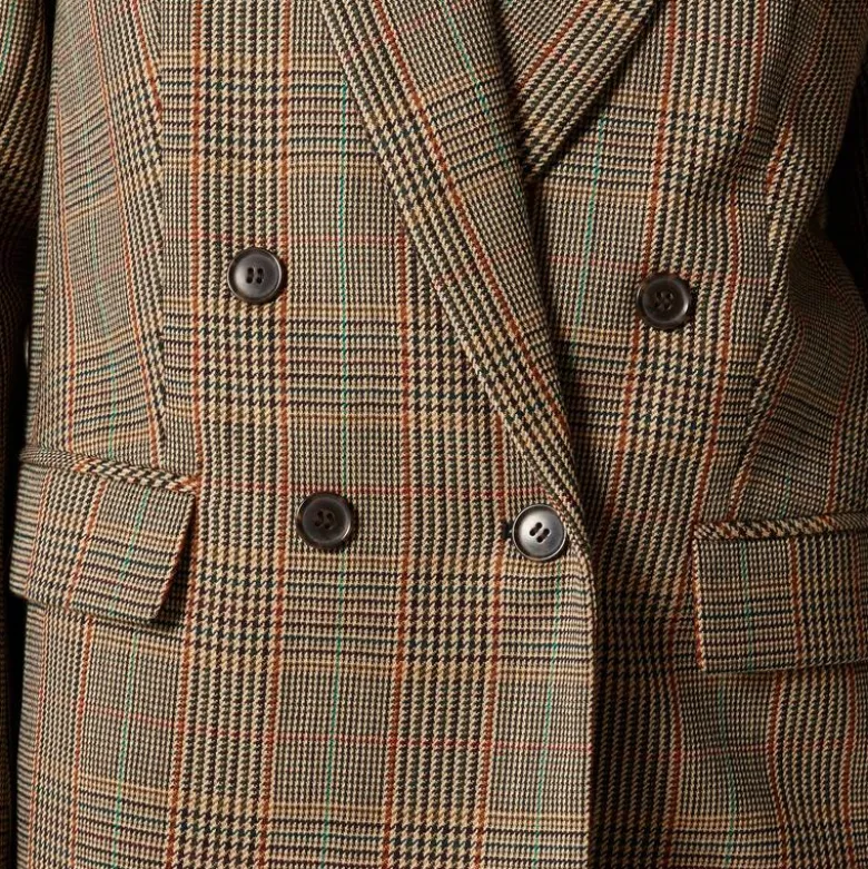 Double-breasted blazer in glen plaid wool