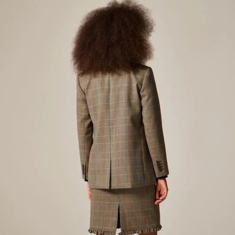 Double-breasted blazer in glen plaid wool