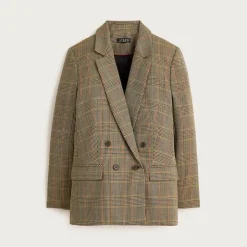 Double-breasted blazer in glen plaid wool
