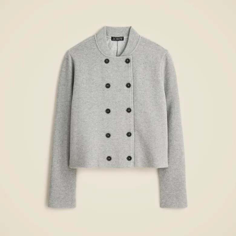 Double-breasted jacket in knit wool blend