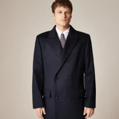 Double-breasted topcoat in English merino wool