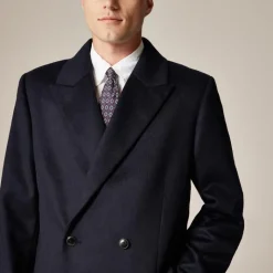 Double-breasted topcoat in English merino wool