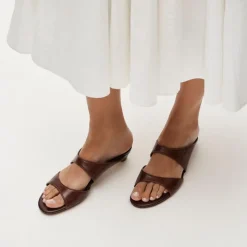 Double-strap kitten heels in Italian leather