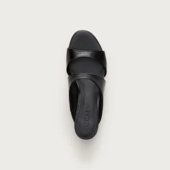 Double-strap kitten heels in Italian leather