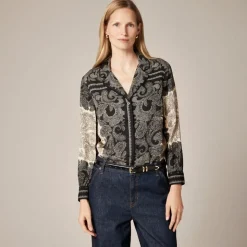 Drapey camp-collar shirt in paisley scarf print