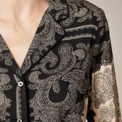 Drapey camp-collar shirt in paisley scarf print