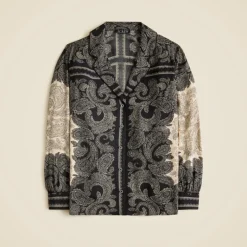 Drapey camp-collar shirt in paisley scarf print