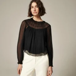 Drapey shirred top in crinkle cupro