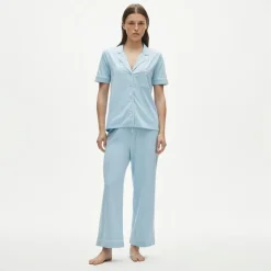 Dreamy cotton-blend short-sleeve pajama pant set