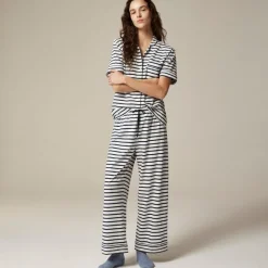 Dreamy cotton-blend short-sleeve pajama pant set in stripe