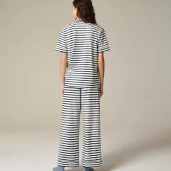 Dreamy cotton-blend short-sleeve pajama pant set in stripe