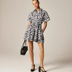 Elena mini shirt-dress in floral-print cotton poplin