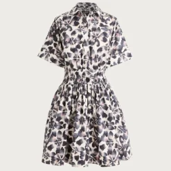 Elena mini shirt-dress in floral-print cotton poplin