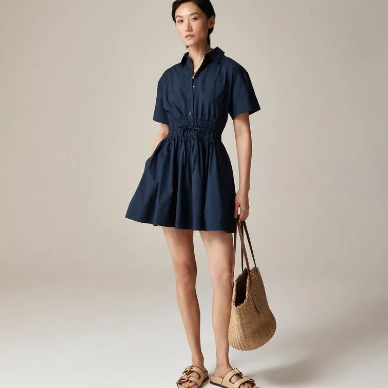 Elena mini shirt-dress in cotton poplin