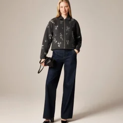 Embellished bomber jacket in heritage fleece