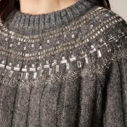 Embellished Fair Isle sweater in wool blend