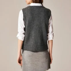 Embellished high V-neck sweater-vest