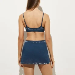 Embellished side-tie mini skirt