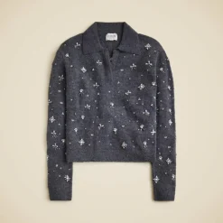 Embellished sweater-polo in wool blend