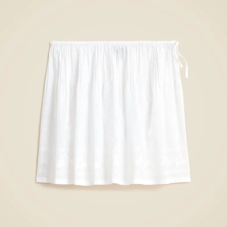 Embroidered side-tie mini skirt