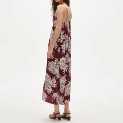Empire-waist midi dress in pineapple garden–print crepe de chine