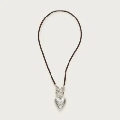Engraved heart necklace with leather cord