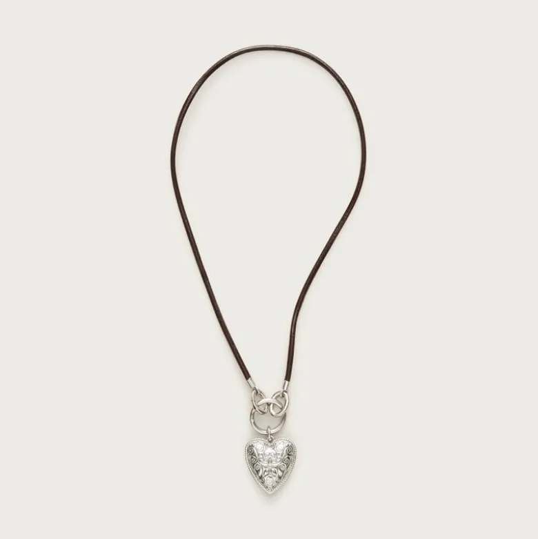 Engraved heart necklace with leather cord