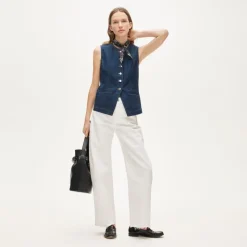 Essential cutaway vest in denim