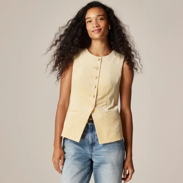 Essential cutaway vest top in velvet
