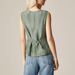 Essential cutaway vest top in textured satin