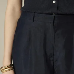 Essential wide-leg pant in textured satin