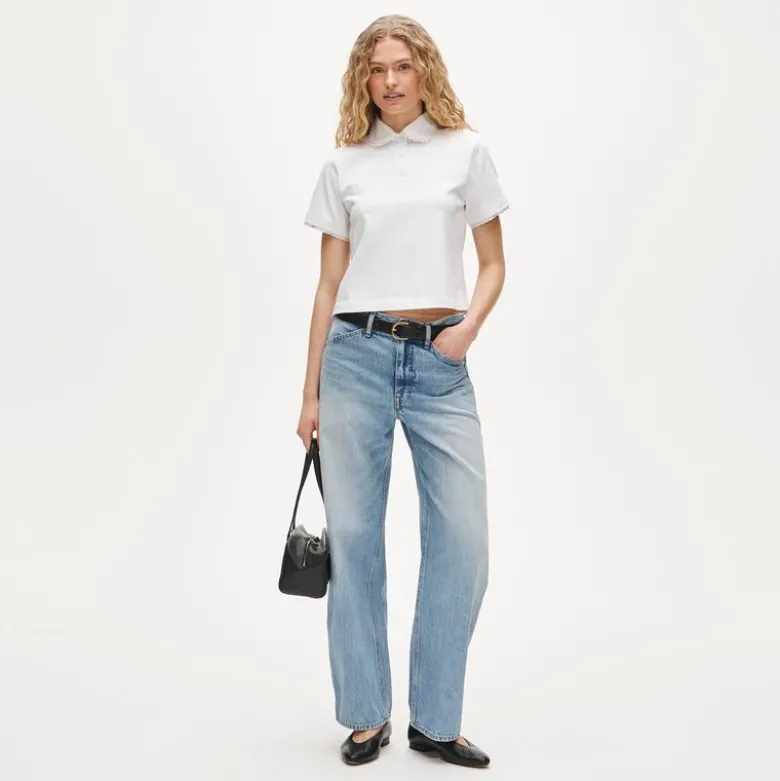 Eyelet-collar polo shirt in mariner cotton