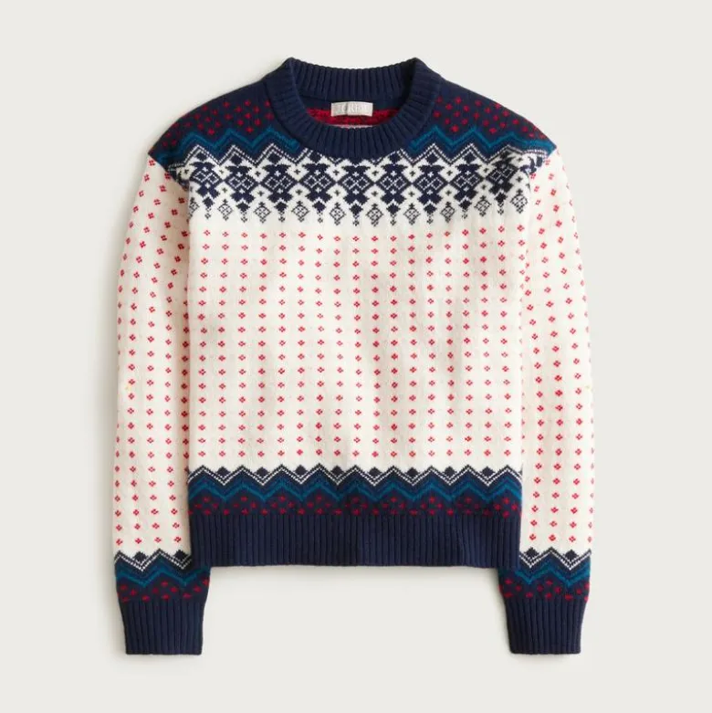 Fair Isle crewneck sweater in vintage wool