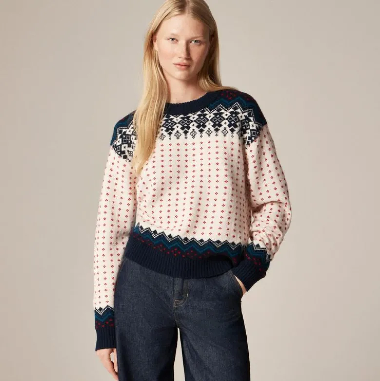 Fair Isle crewneck sweater in vintage wool