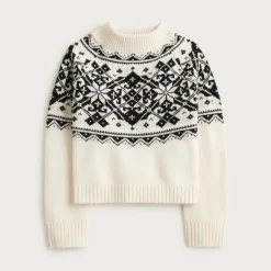 Fair Isle snowflake mockneck sweater in vintage wool