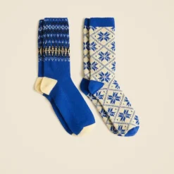 Fair Isle snowflake socks two-pack