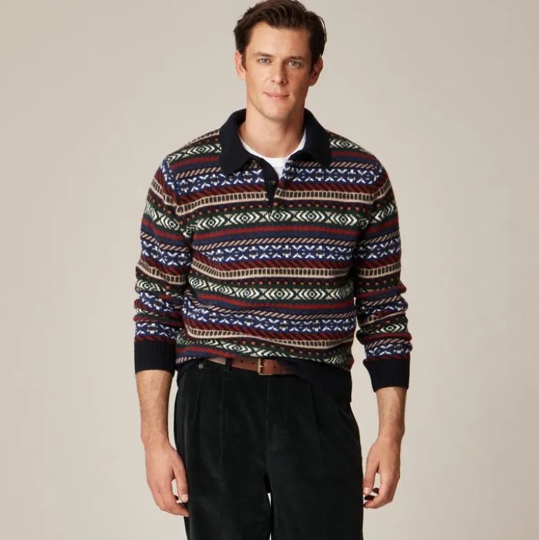 Fair Isle sweater-polo in wool