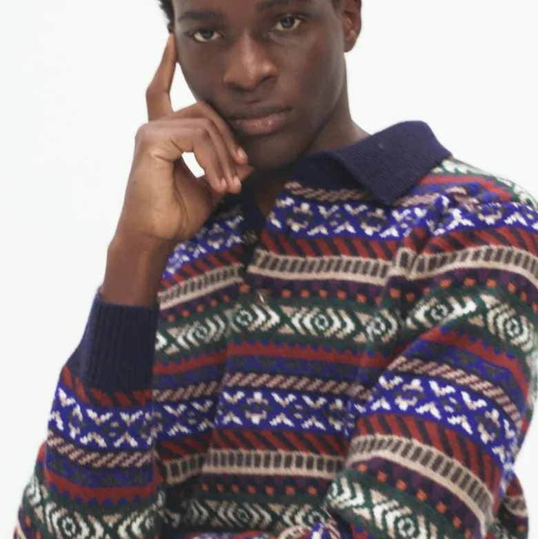 Fair Isle sweater-polo in wool
