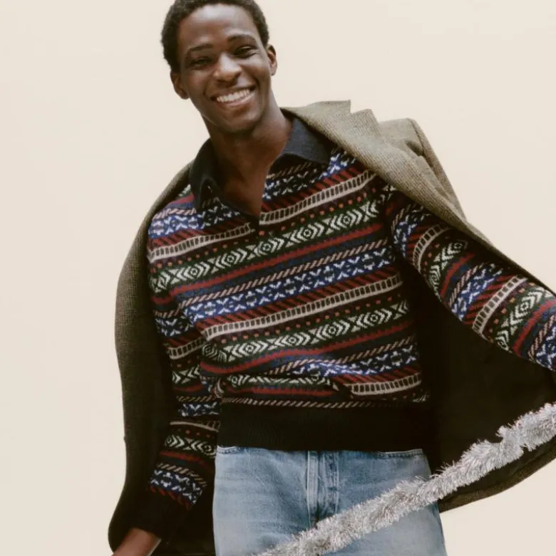 Fair Isle sweater-polo in wool
