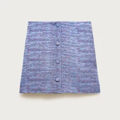 Fairfax button-front mini skirt in tweed