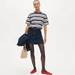 Fairfax mini button-front skirt in four-season stretch