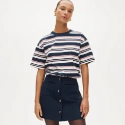 Fairfax mini button-front skirt in four-season stretch