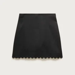 Fairfax scalloped mini skirt in Gramercy linen blend