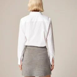 Faux-wrap mini skirt in merino wool blend