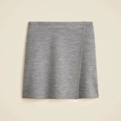 Faux-wrap mini skirt in merino wool blend